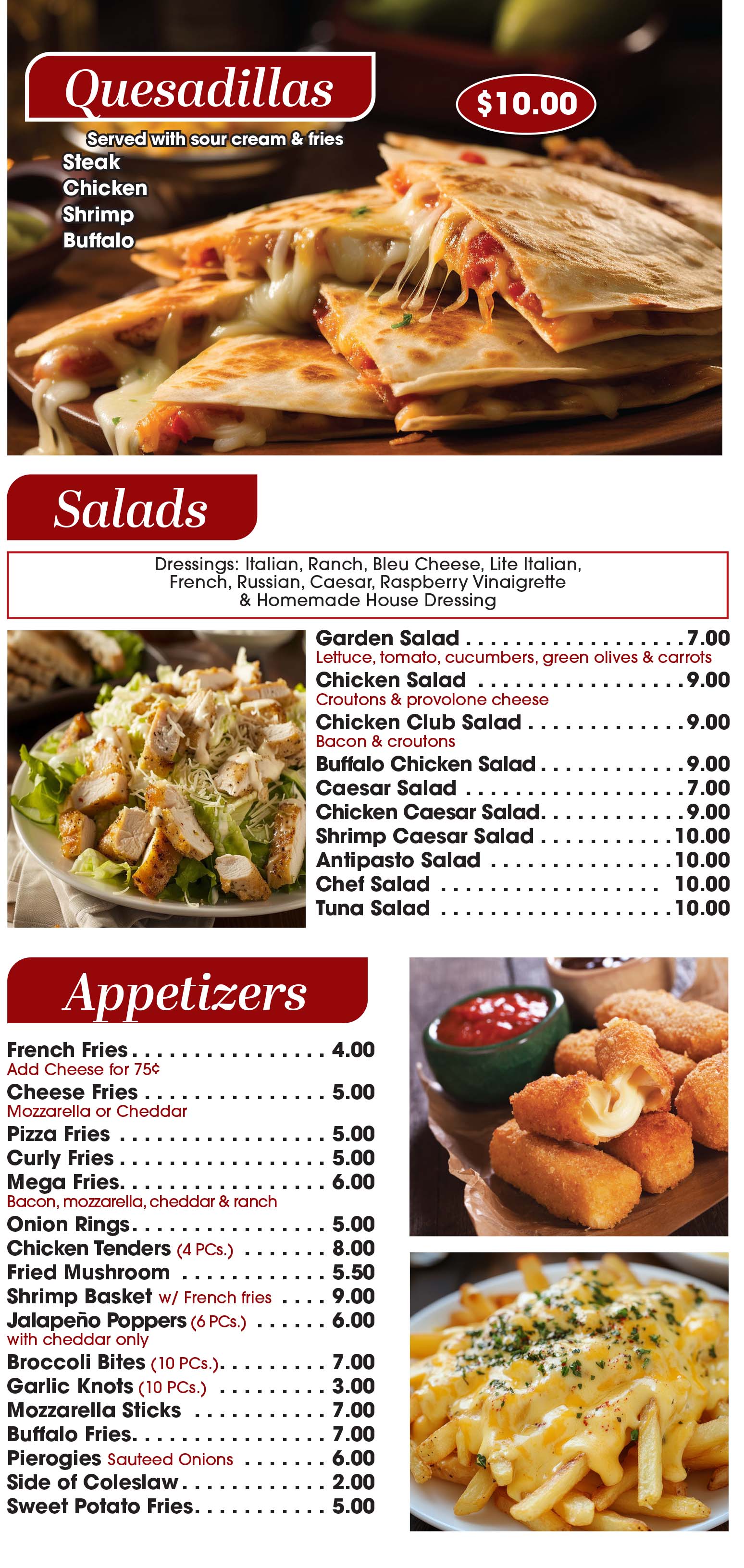 APPETIZERS - SALADS & & QUESADILLAS 